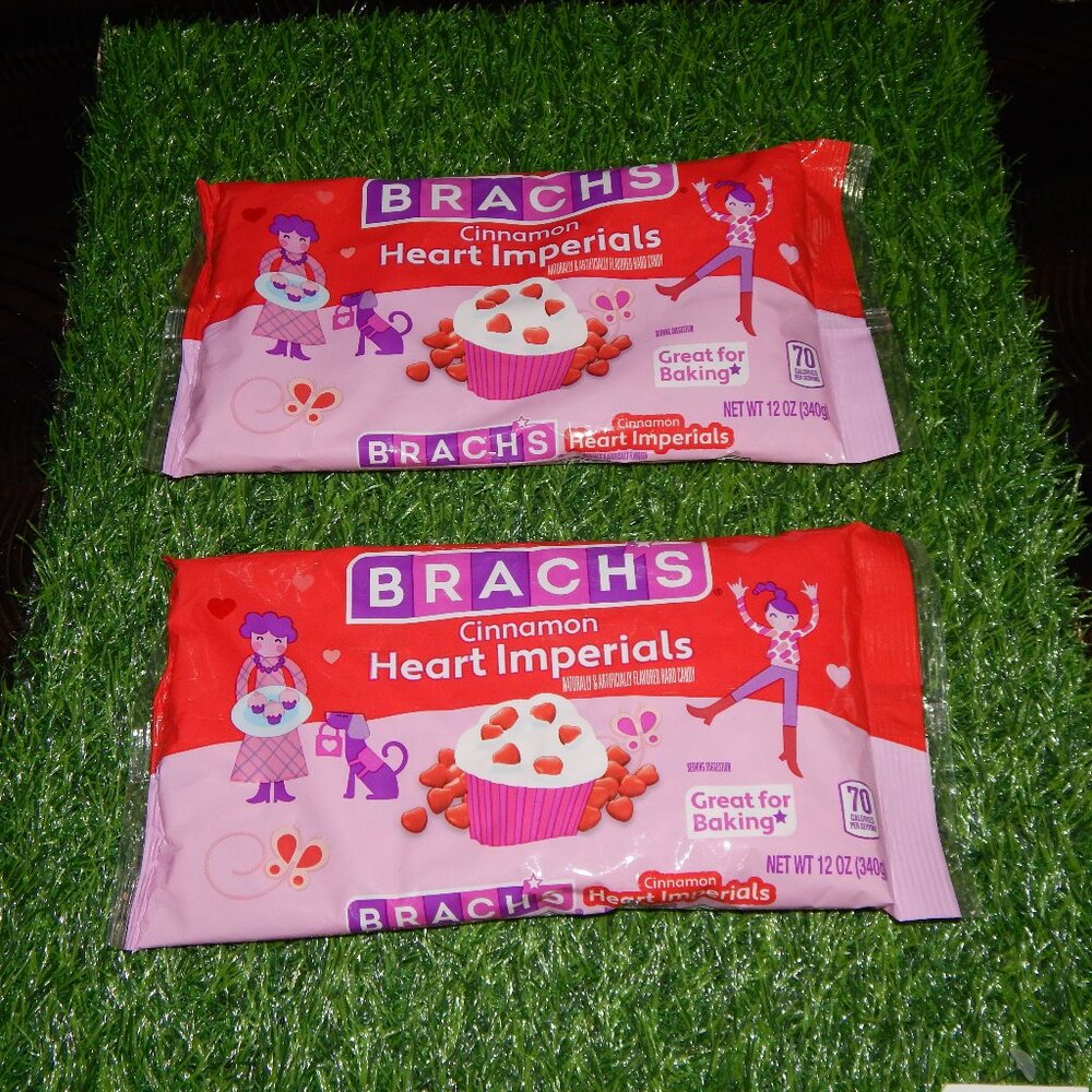 (2) Brach's 12 oz CINNAMON HEART Shaped IMPERIALS Candy Baking ** BB 10/2027 **